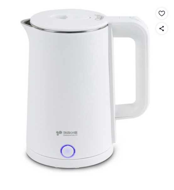 키친아트 허브 SUS304 스텐 이중단열 대용량 원터치 무선 전기주전자