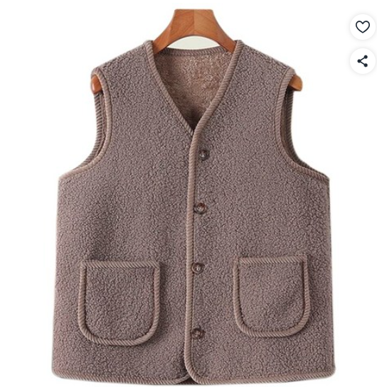 여성용 두꺼운 조끼 보온 내복 플리스 가을겨울 엄마 베스트 조끼 세련된 인조 양털